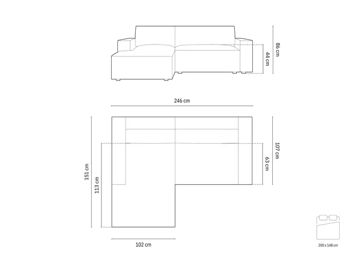 Kotna sedežna garnitura Jodie, material: Bukle