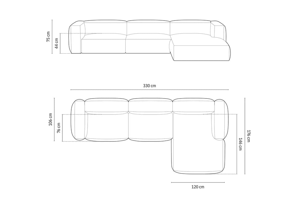 Kotna sedežna garnitura Martin, 330x176 cm, Material: Strukturirano blago