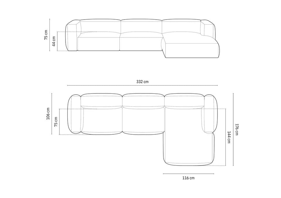 Kotna sedežna garnitura Martin, 330x176 cm, Material: Strukturirano blago