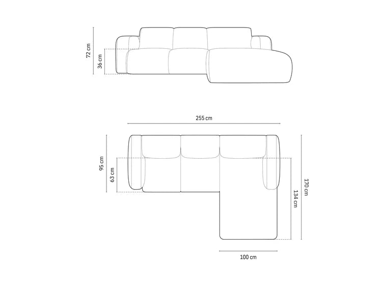 Kotna sedežna garnitura Molino 250x170cm, 4 sedeži, Material: Šenil (Rebel)