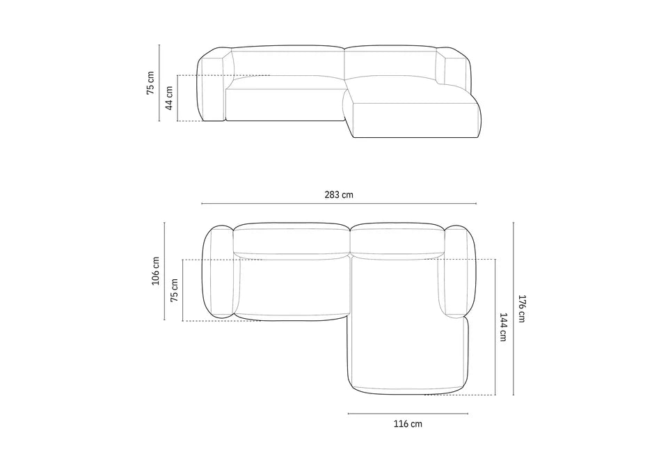 Kotna sedežna garnitura Martina, 280x176cm, Material: Strukturirano blago