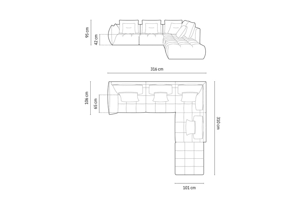 Kotna sedežna garnitura Bloom, 316x310 cm, Material: Žamet