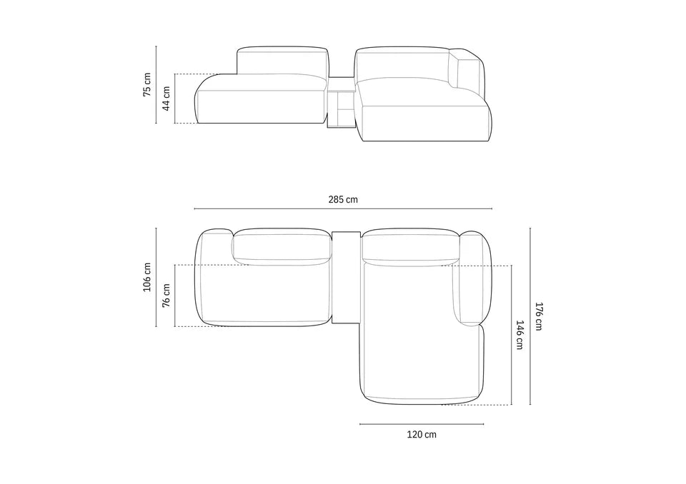 Kotna sedežna garnitura Martina, 285x176cm, Material: Strukturirano blago