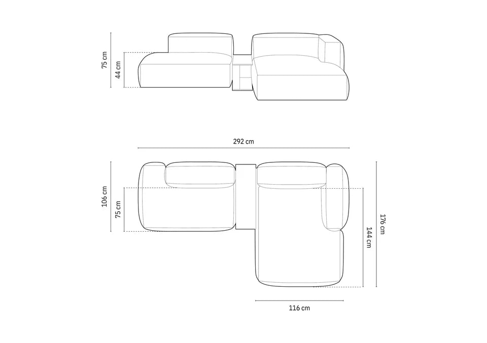 Kotna sedežna garnitura Martina, 285x176cm, Material: Strukturirano blago