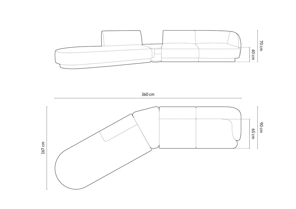 Kavč Miley 360x167cm, Material: Žamet