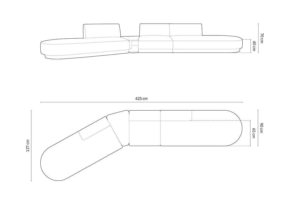Kavč Miley 425x137cm, Material: Žamet