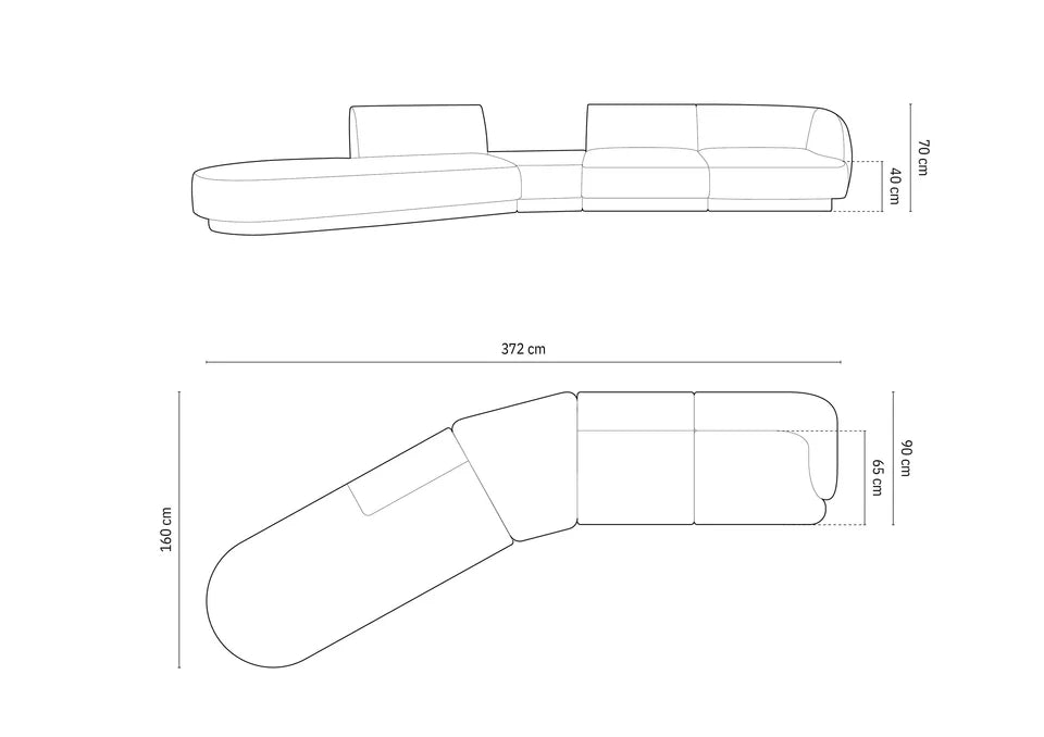 Kavč Miley 372x160cm, Material: Žamet