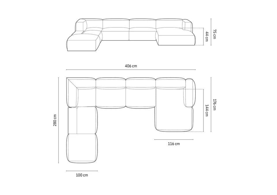 Kavč Martina, 406x280cm, Material: Strukturirano blago