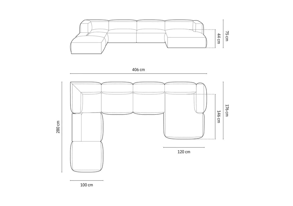 Kavč Martina, 406x280cm, Material: Strukturirano blago