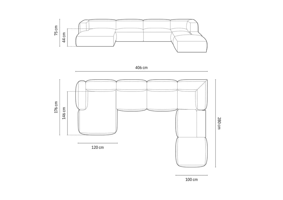 Kavč Martina, 406x280cm, Material: Strukturirano blago