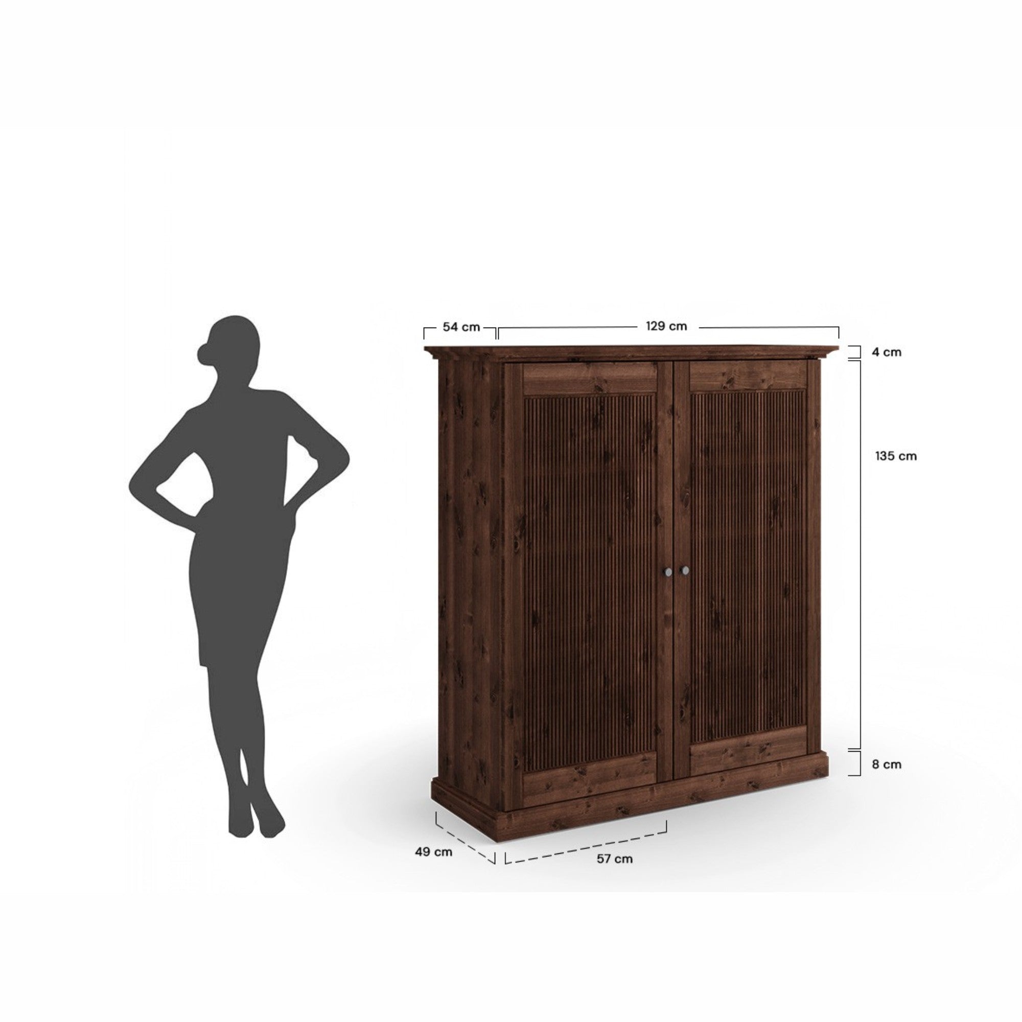 Komoda Rosella 129x54 cm, Material: masivna borovina