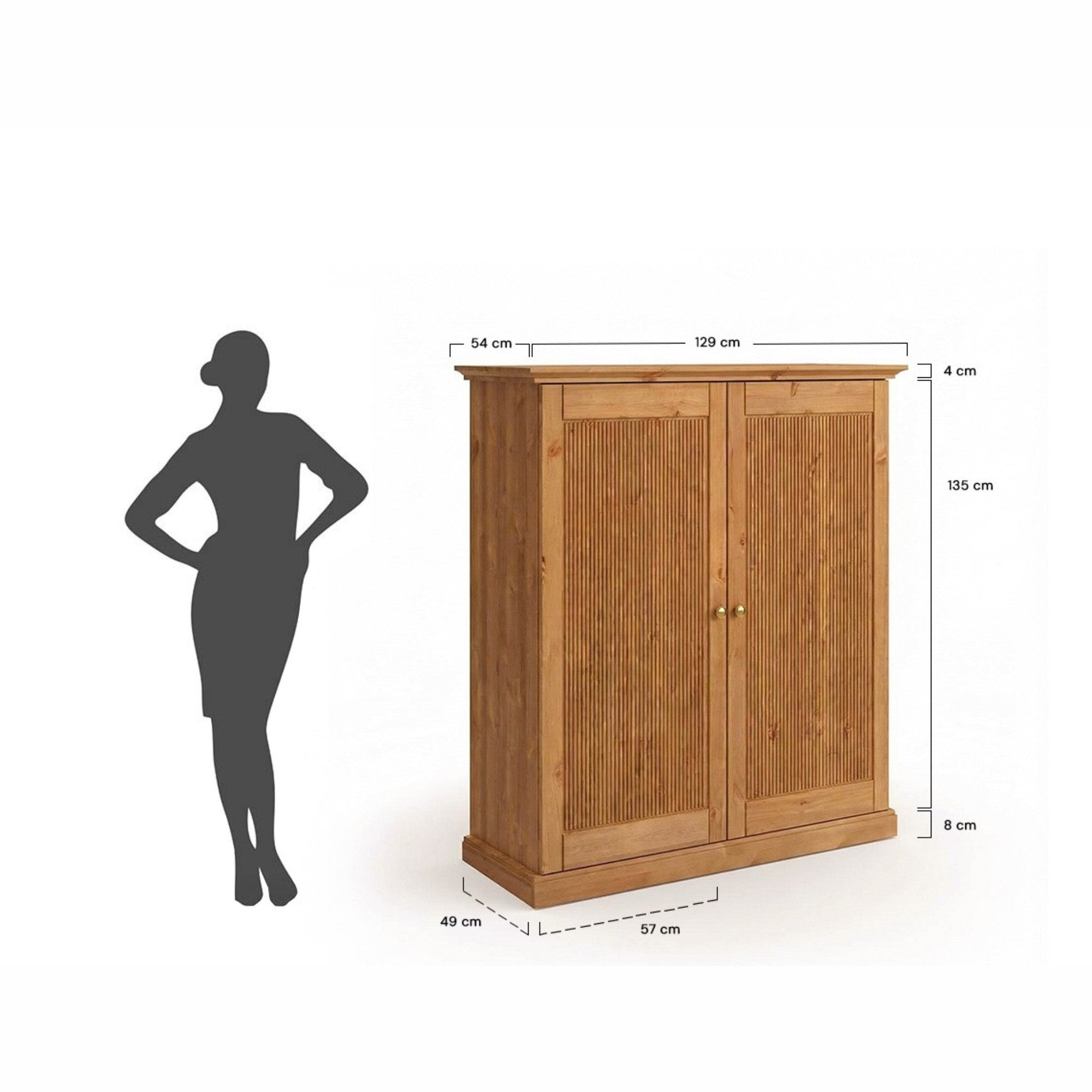 Komoda Rosella 129x54 cm, Material: masivna borovina