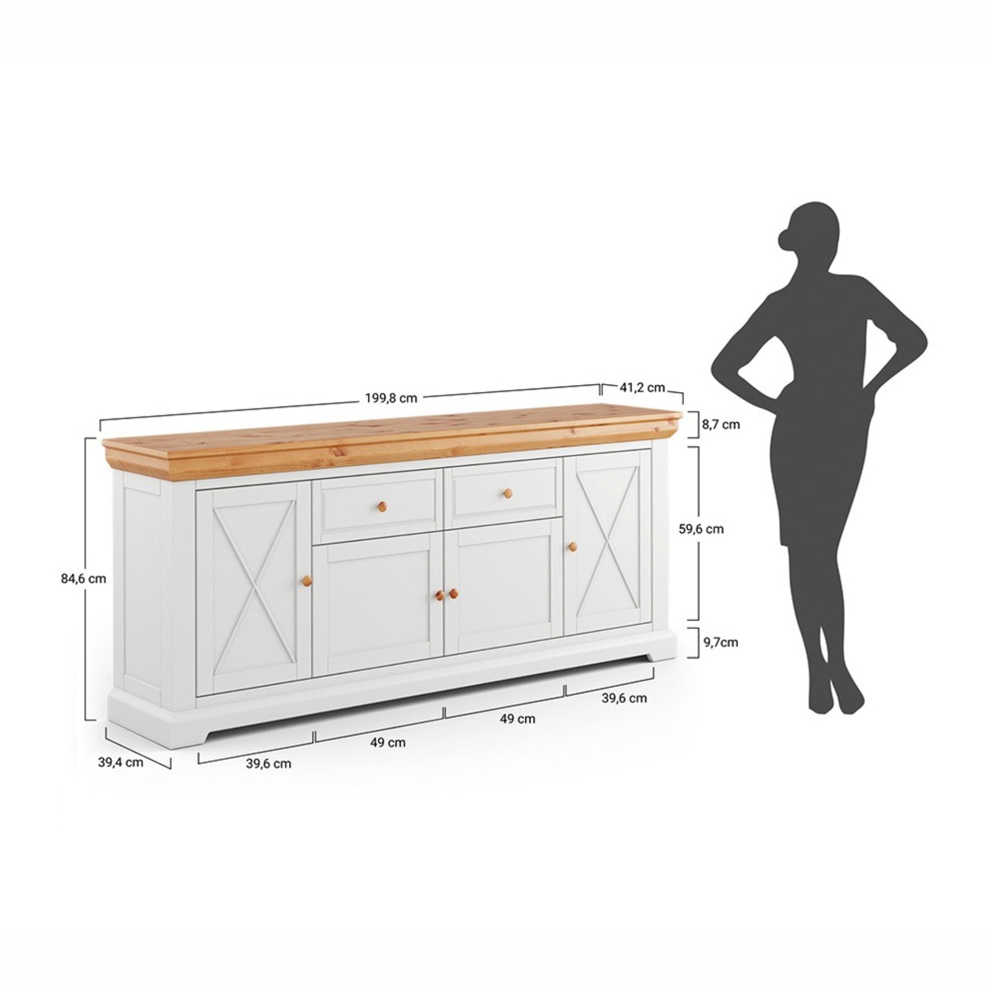 Komoda Marone 84,6x41,2 cm, Material: Masivna borovina