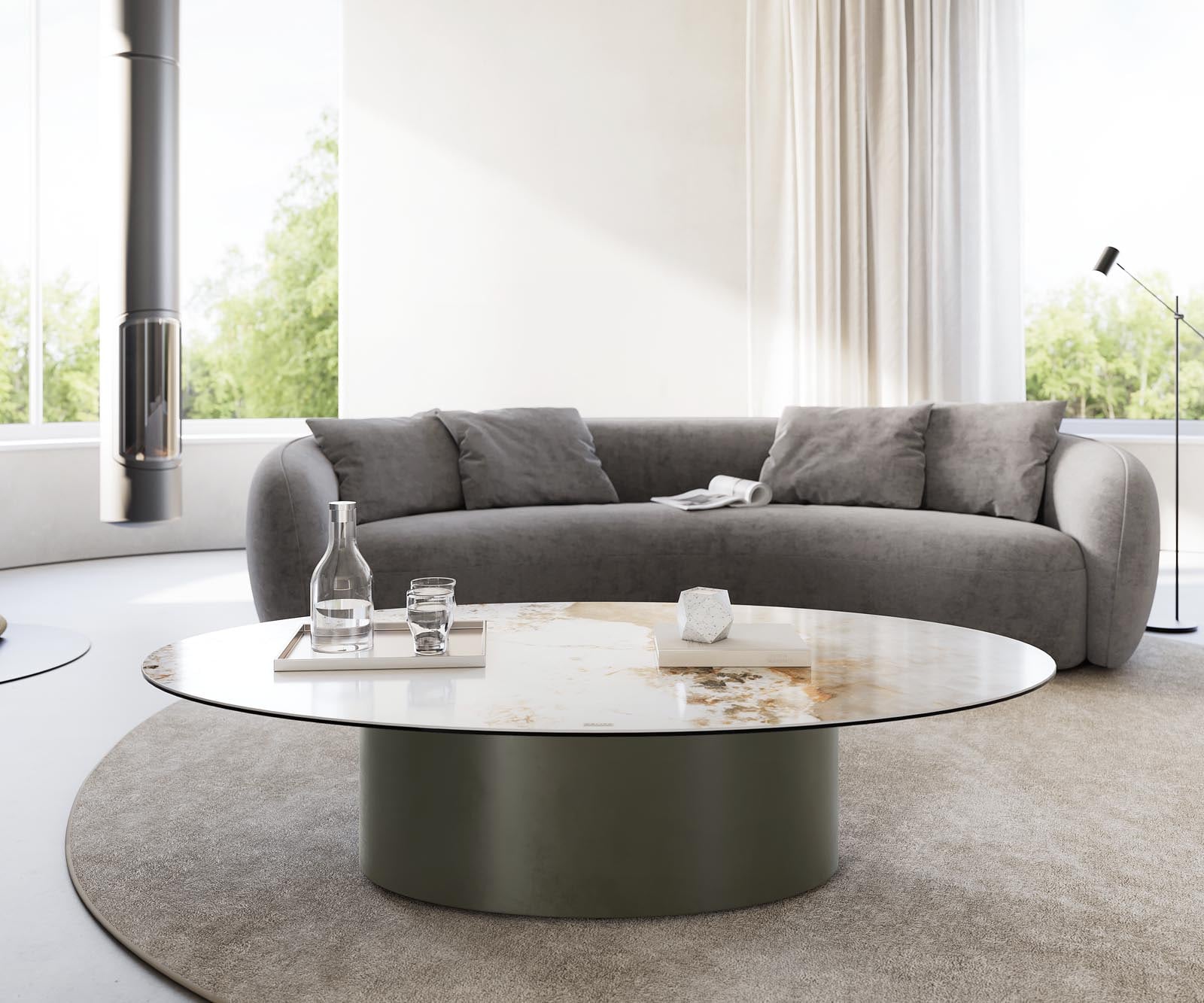 Klubska mizica Casilda 150x90 cm, material: keramika Laminam Minas Melange