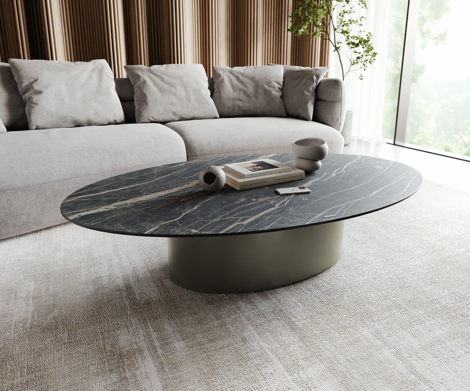 Klubska mizica Casilda 150x90 cm, material: keramika Laminam Noir Desir