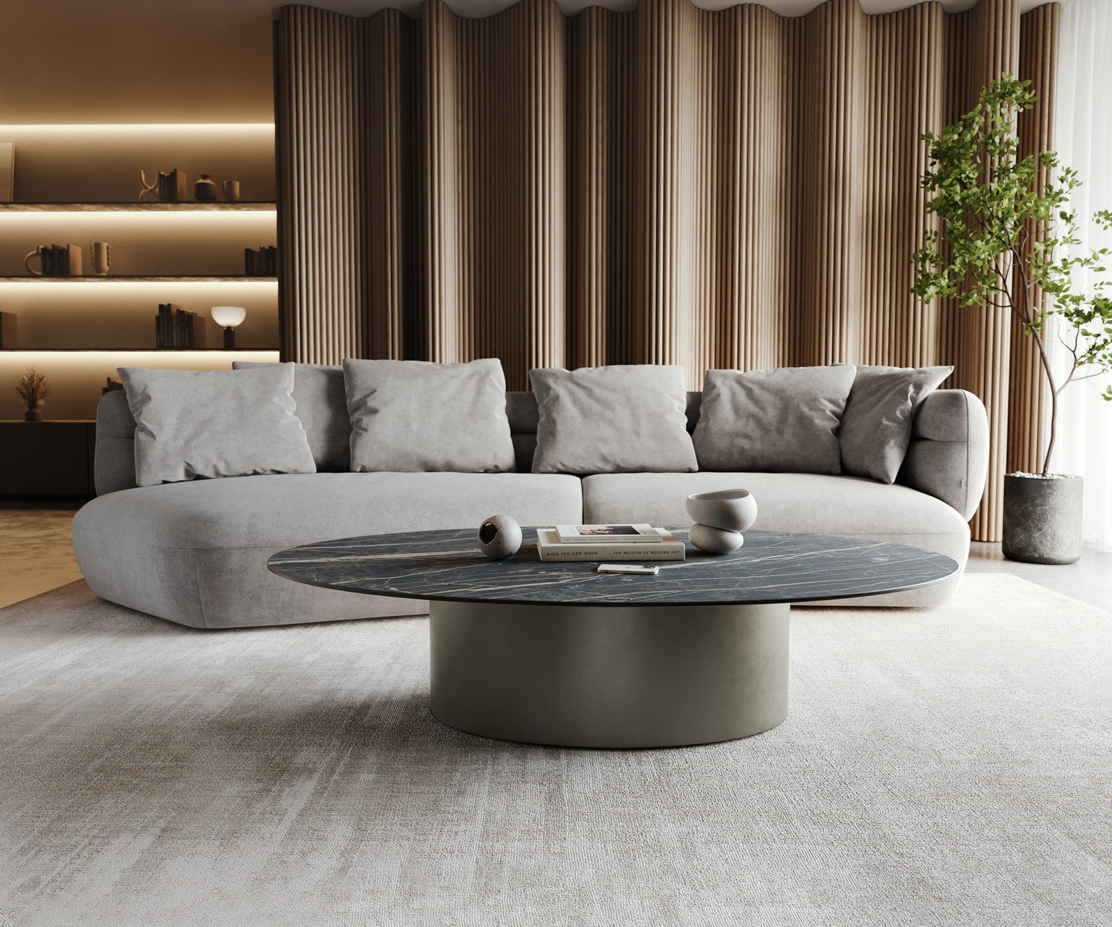 Klubska mizica Casilda 150x90 cm, material: keramika Laminam Noir Desir