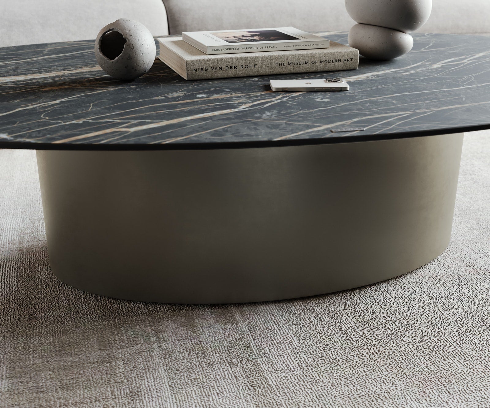 Klubska mizica Casilda 150x90 cm, material: keramika Laminam Noir Desir