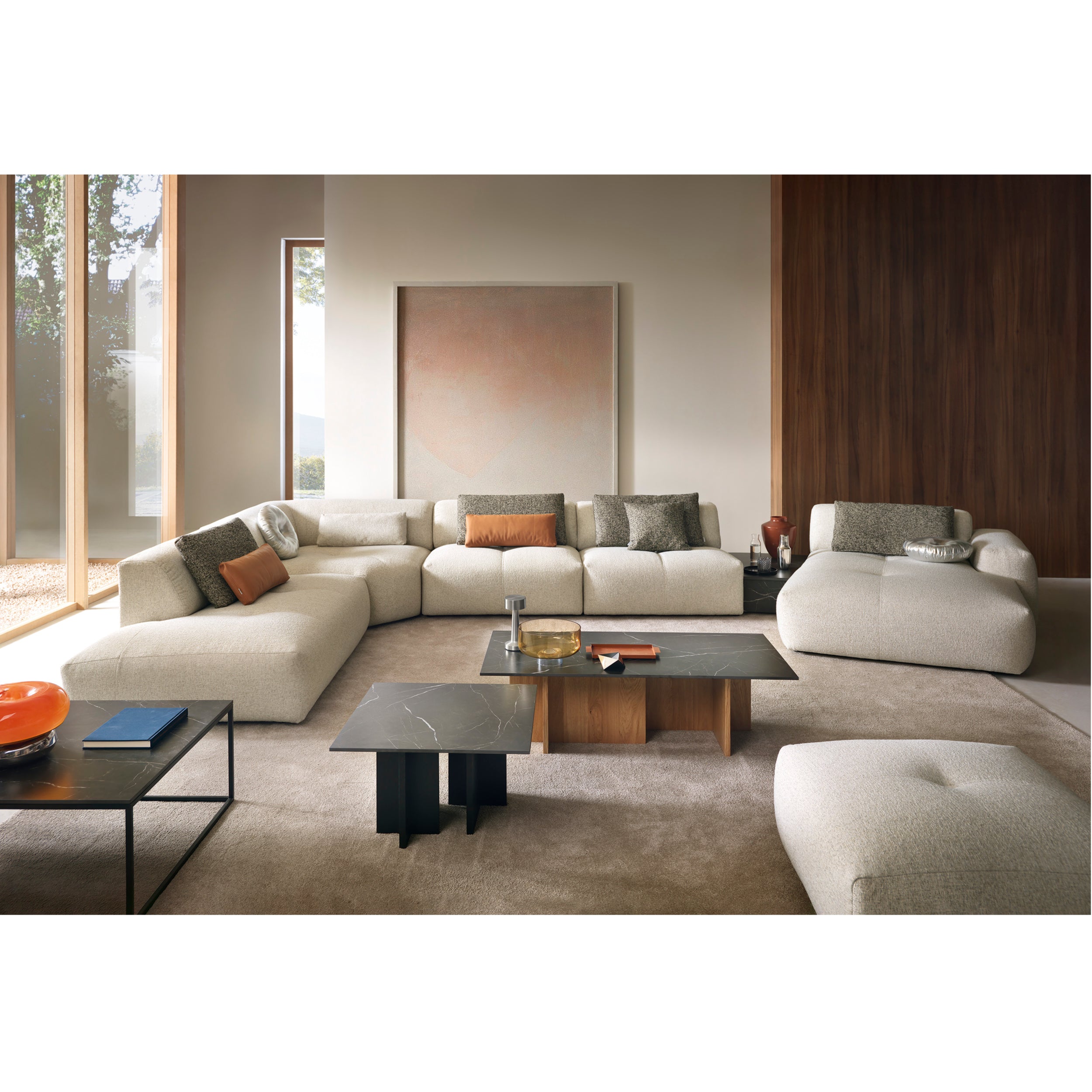 Kotna sedežna garnitura Calm 519x280cm, Material: Izbira materiala