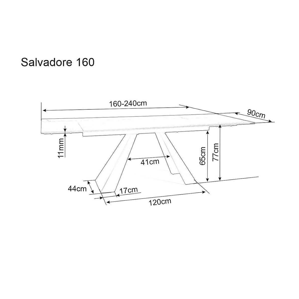 Jedilna miza Salvadore, Material: Kaljeno steklo