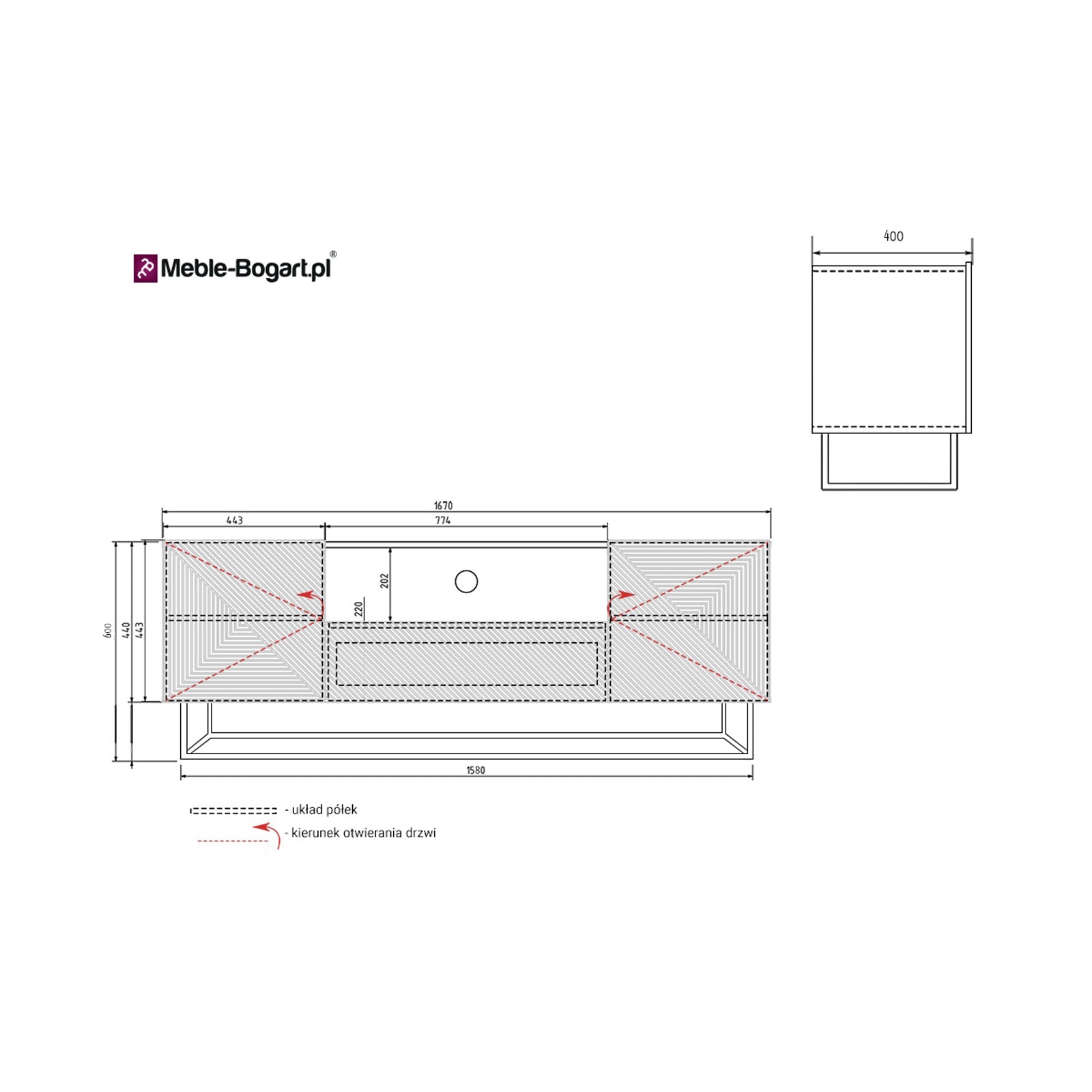 Predalnik Asha 167 cm, Material: hrast