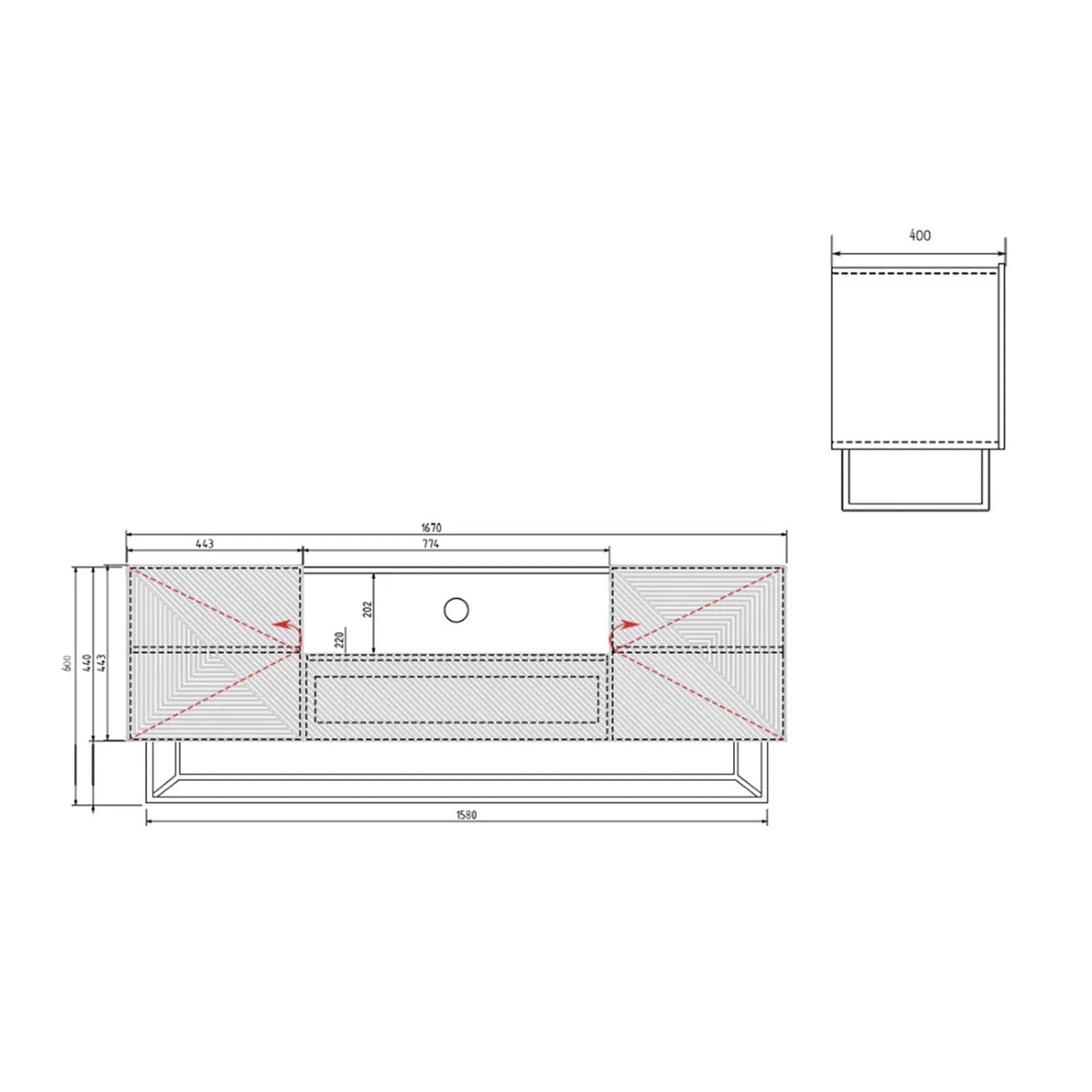 Predalnik Asha 167 cm, Material: hrast