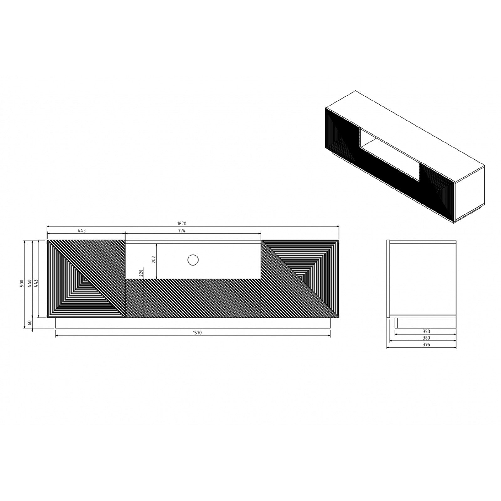 Predalnik Asha 167 cm, Material: hrast