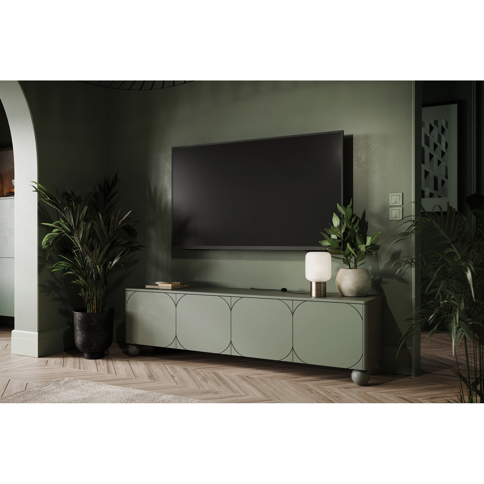 Sonatia komoda 200 cm, 4 vrata, Material: MDF