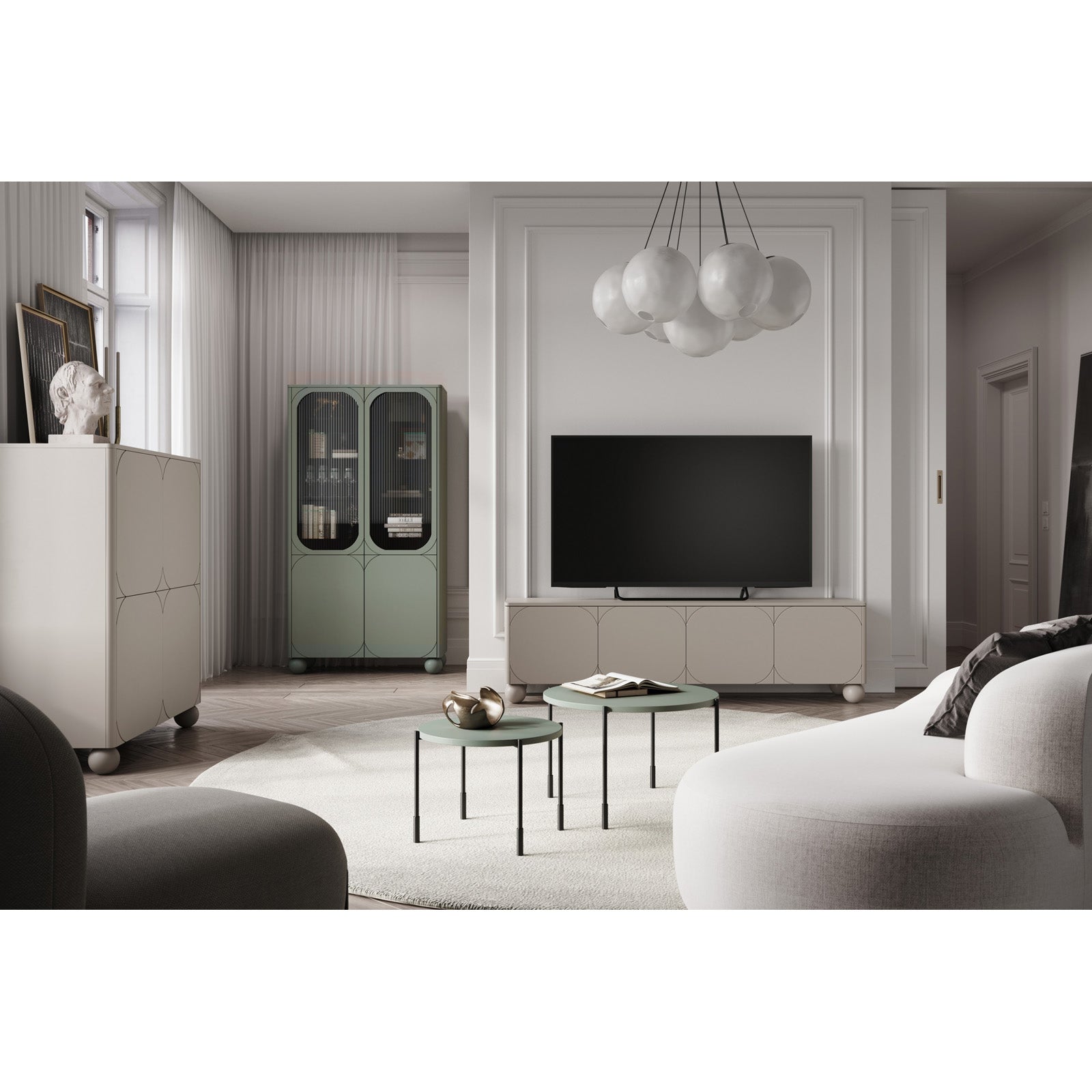 Sonatia komoda 200 cm, 4 vrata in 2 predala, material: MDF