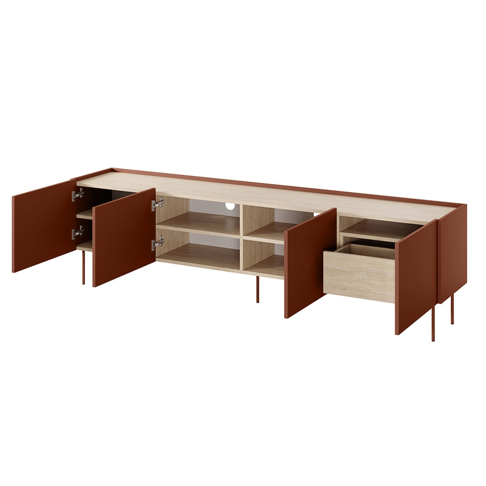 Dizajnerska komoda 220 cm, 4 vrata in 1 predal, Material: MDF 