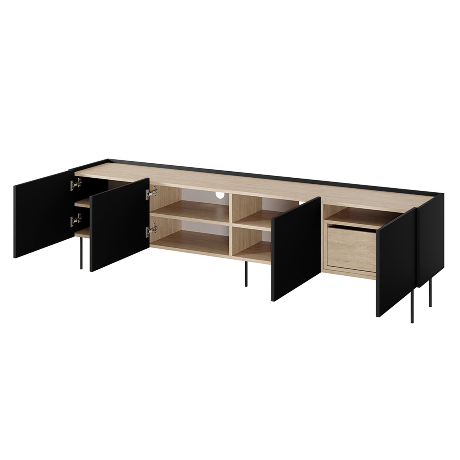 Dizajnerska komoda 220 cm, 4 vrata in 1 predal, Material: MDF 