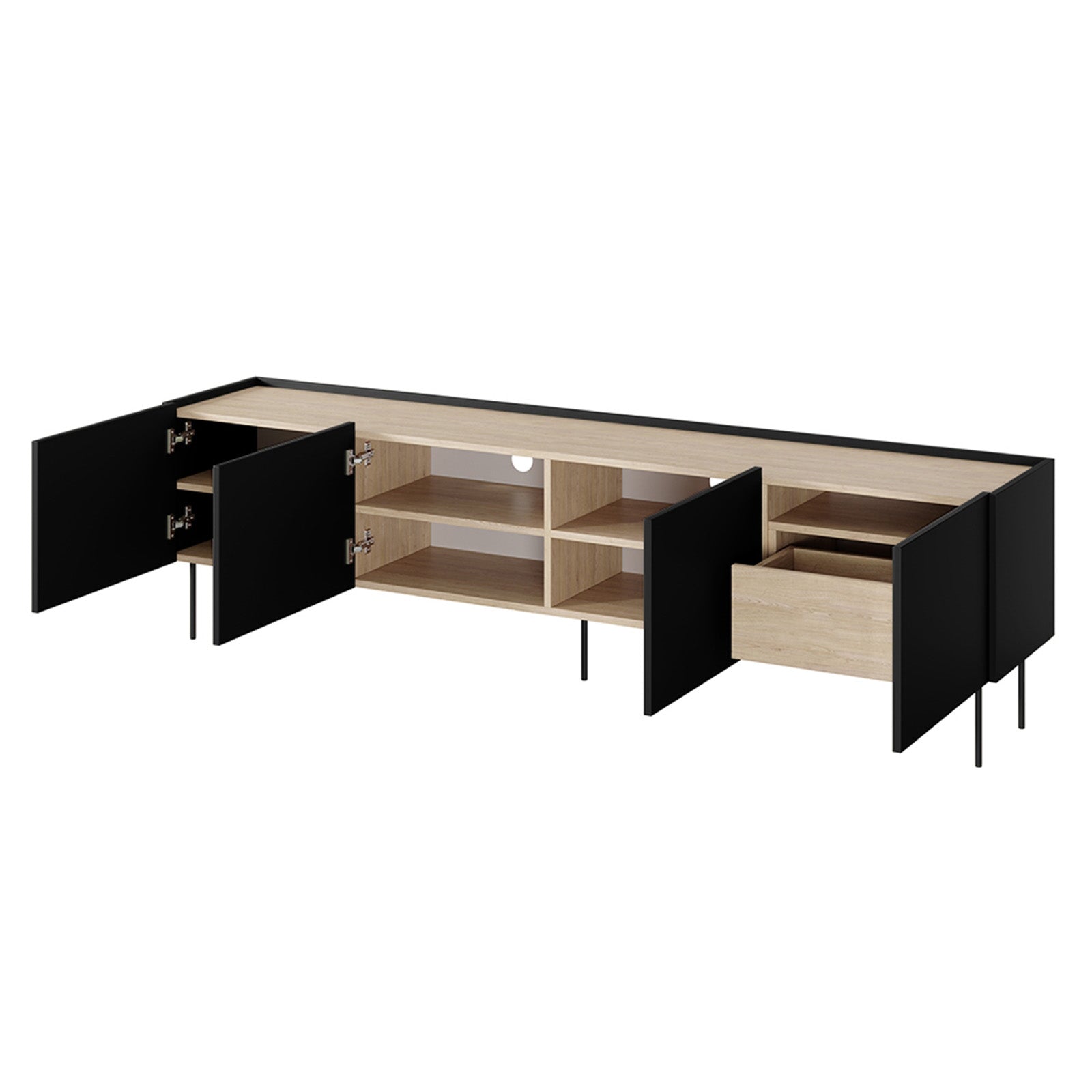 Dizajnerska komoda 220 cm, 4 vrata in 1 predal, Material: MDF 