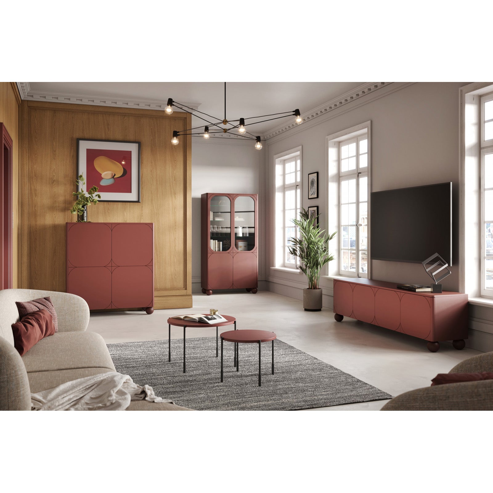 Sonatia komoda 200 cm, 4 vrata in 1 predal, Material: MDF