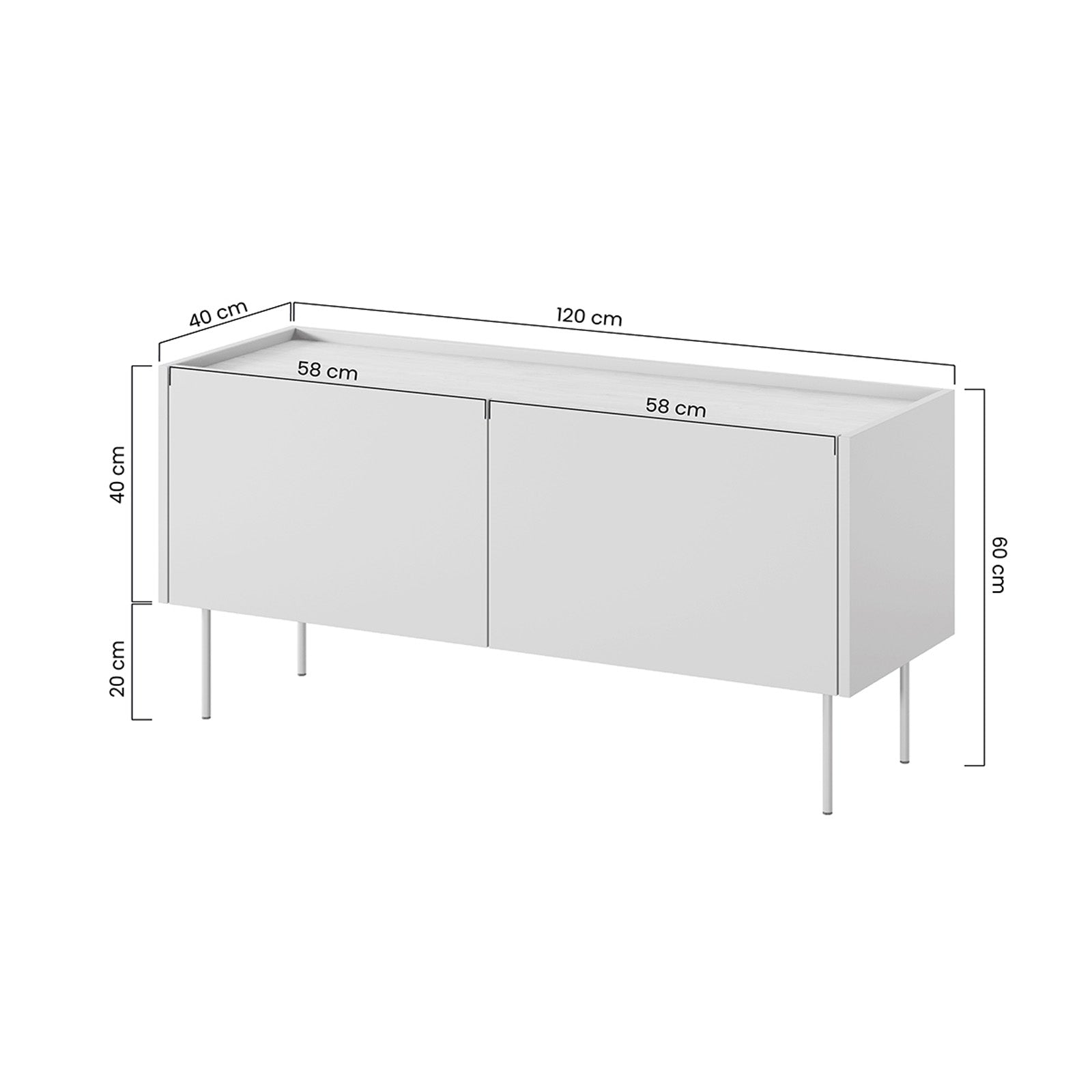 Dizajnerska komoda 120 cm, 2 vrata in 1 predal, Material: MDF