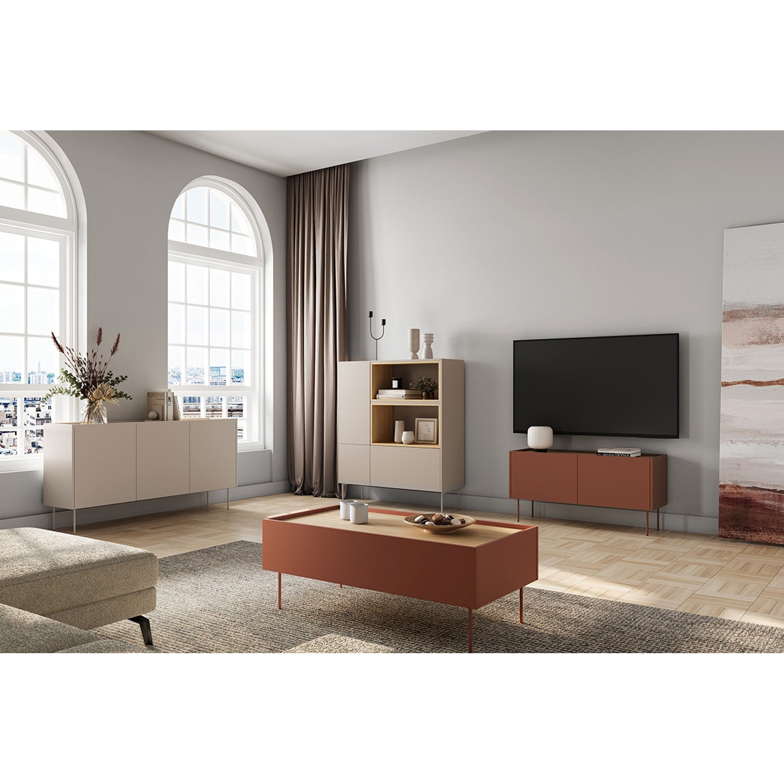 Dizajnerska komoda 120 cm, 2 vrata in 1 predal, Material: MDF