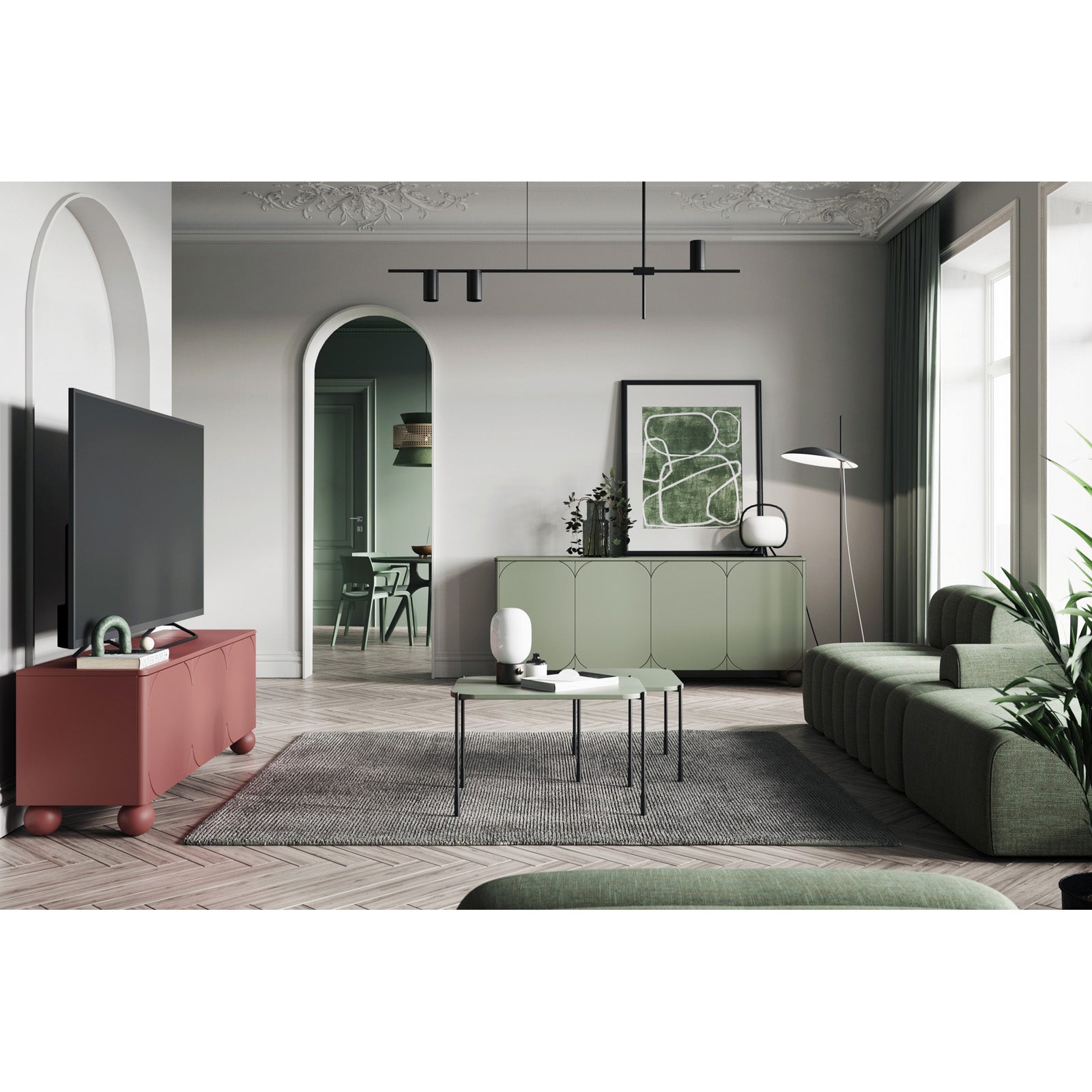 Sonatia komoda 150 cm, 3 vrata, Material: MDF