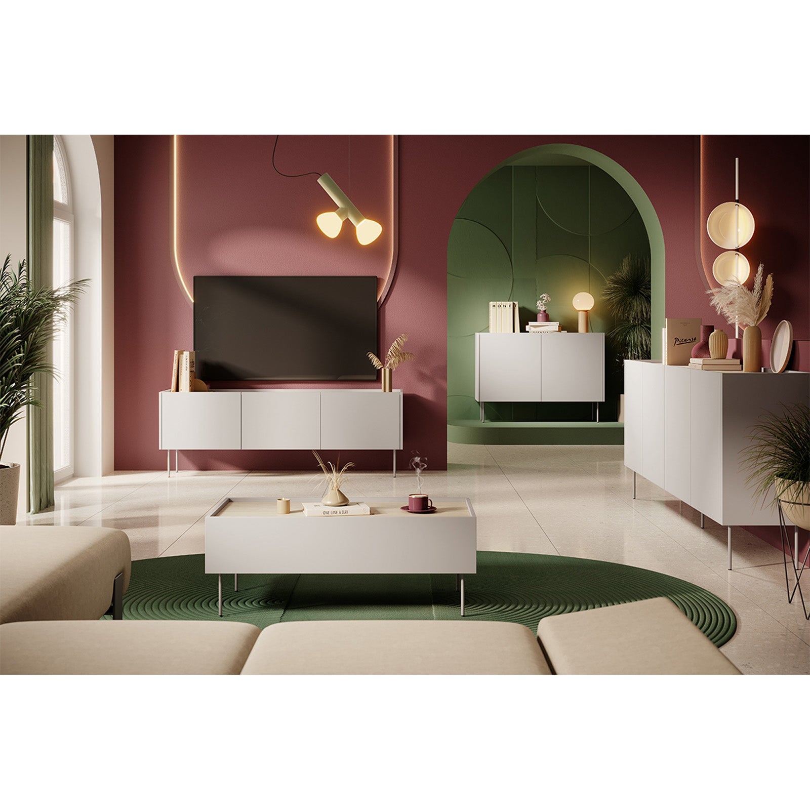 Dizajnerska komoda 170 cm, 3 vrata in 1 predal, Material: MDF