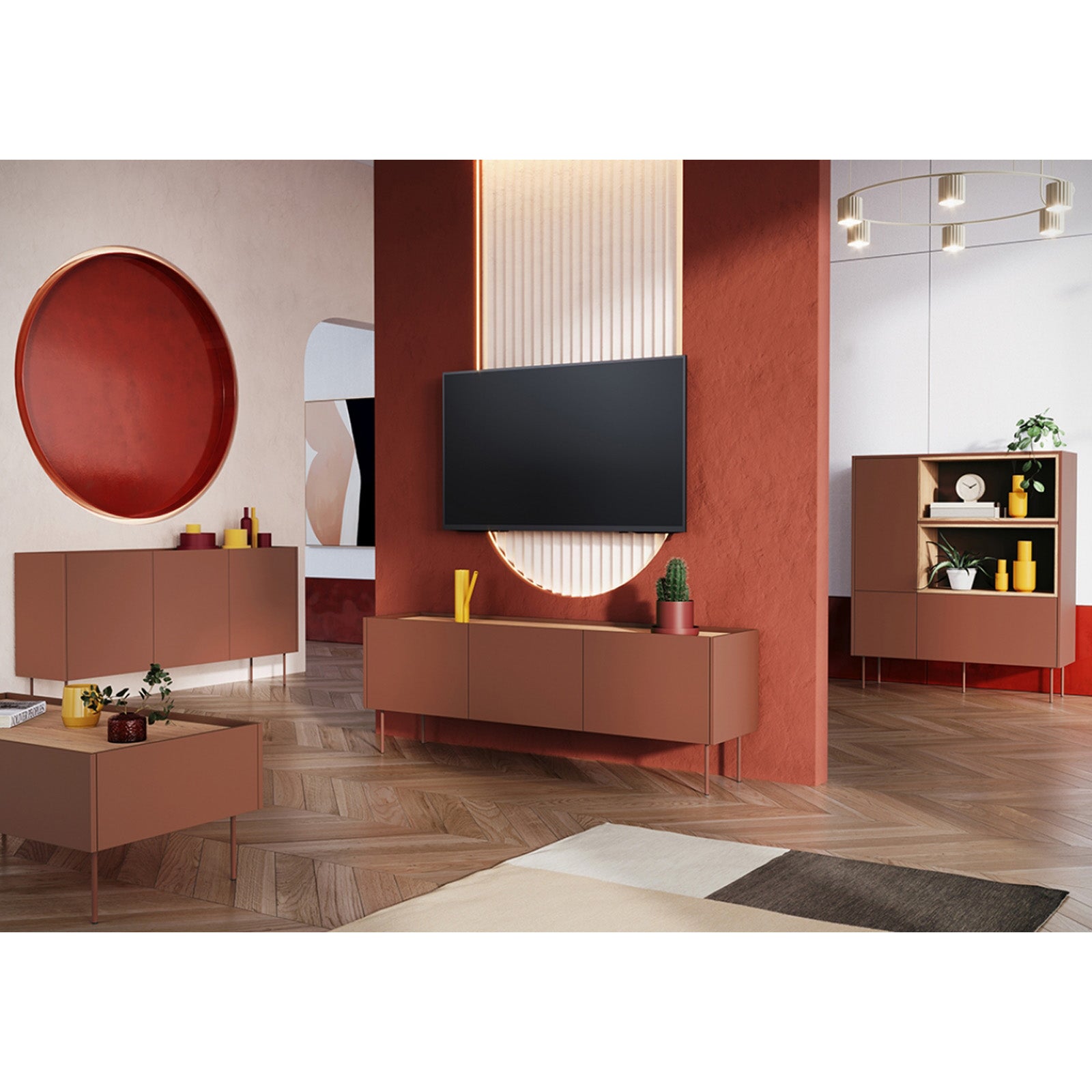 Dizajnerska komoda 170 cm, 3 vrata in 2 predala, Material: MDF 