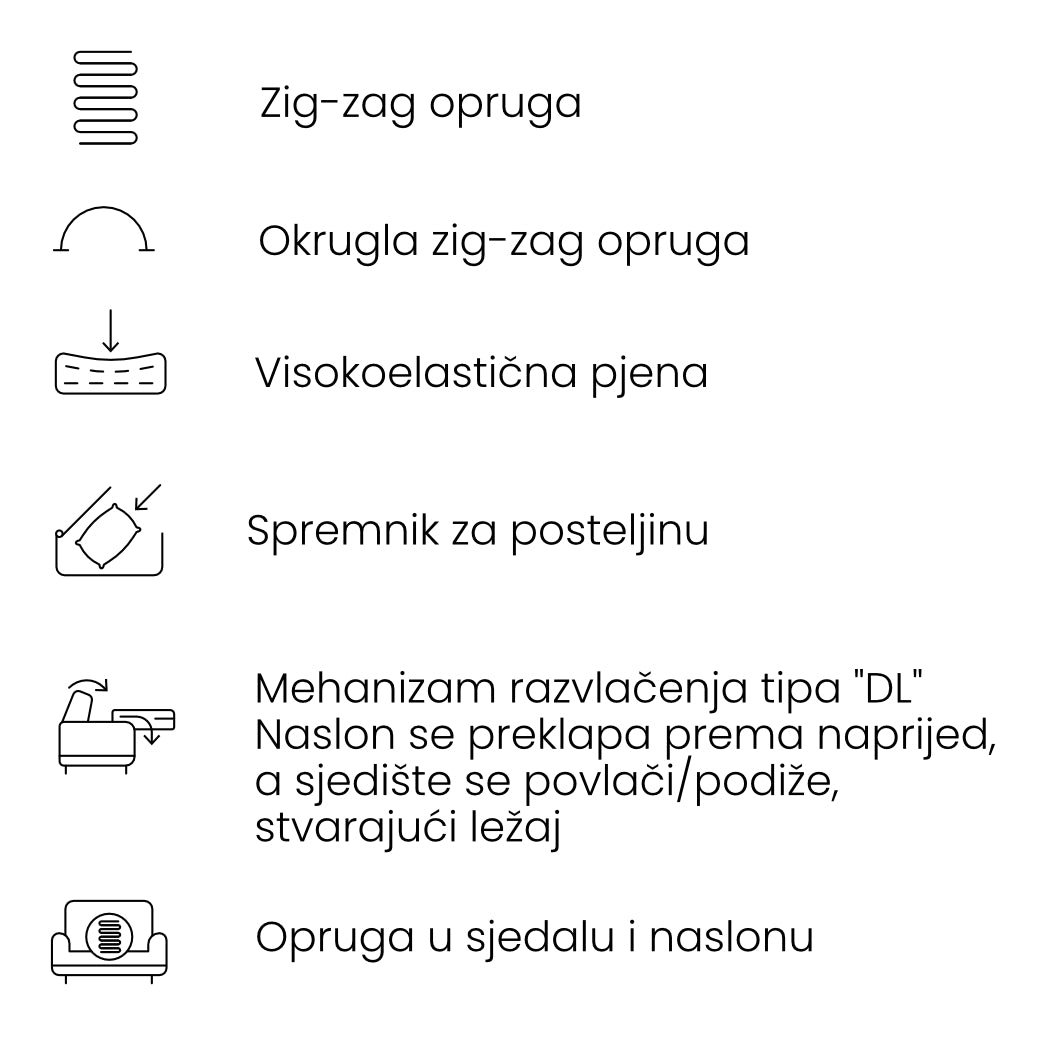 Kavč Tivoli, 224x95cm, Material: Izbira materiala