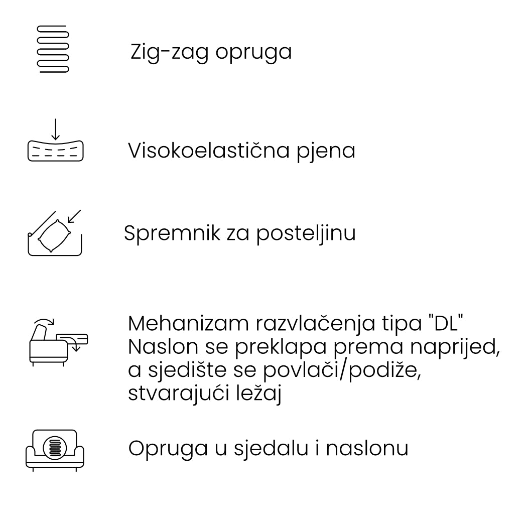 Kavč Umea 257x108cm, Material: Izbira materiala