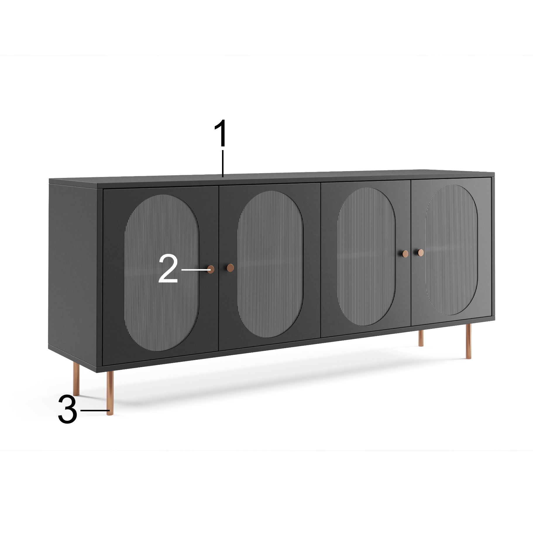Žametna komoda 164,5 x 42 cm, Material: Laminirana plošča